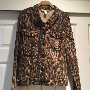 Denim jacket, stretch, leopard print